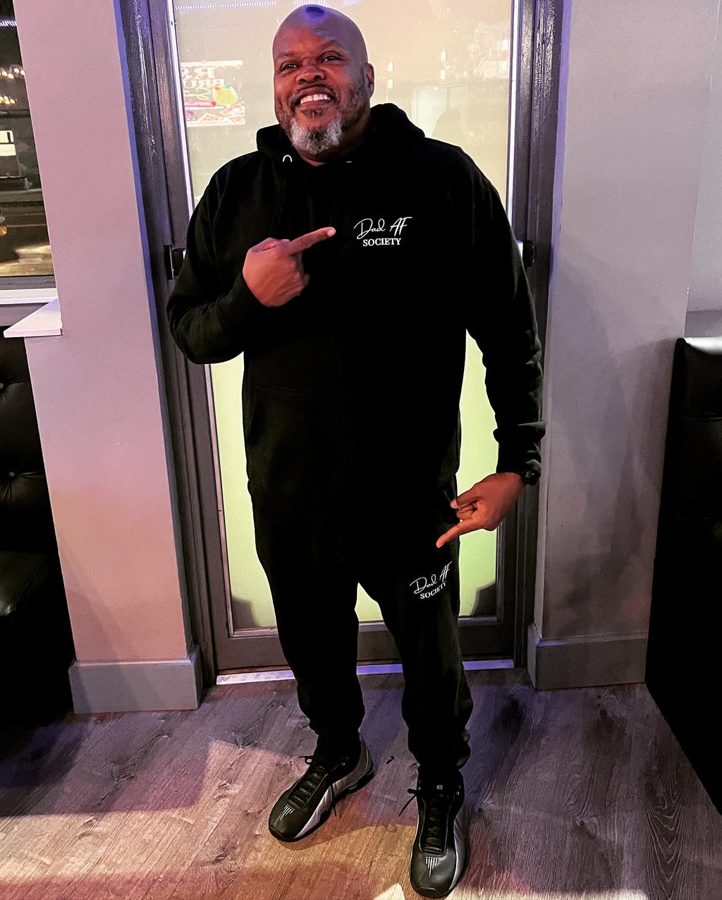 Dad AF Society  Fleece Joggers (Black) image 1